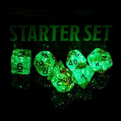 Glow in the Dark Blue Galaxy RPG Dice Set Plastic Dice Foam Brain Games