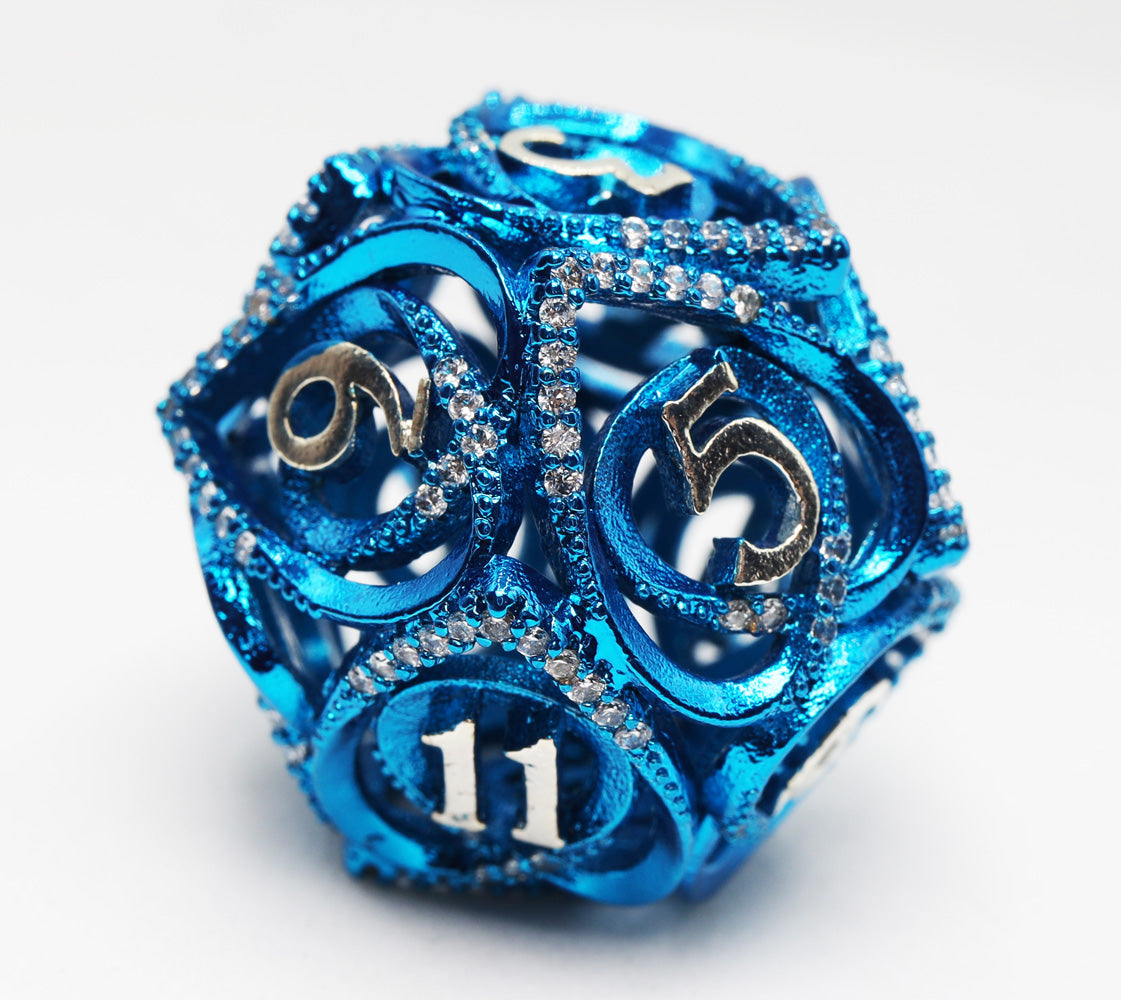 Hollow Hearts: Jeweled Blue - Metal RPG Dice Set Metal Dice Foam Brain Games