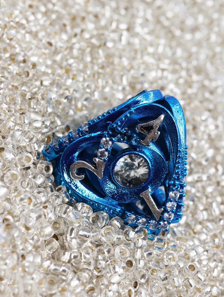 Hollow Hearts: Jeweled Blue - Metal RPG Dice Set Metal Dice Foam Brain Games