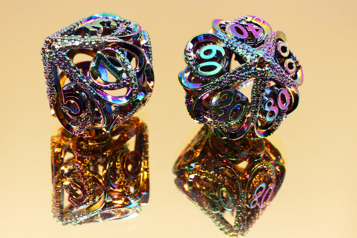 Hollow Hearts: Jeweled Burnt Opal - Metal RPG Dice Set Metal Dice Foam Brain Games