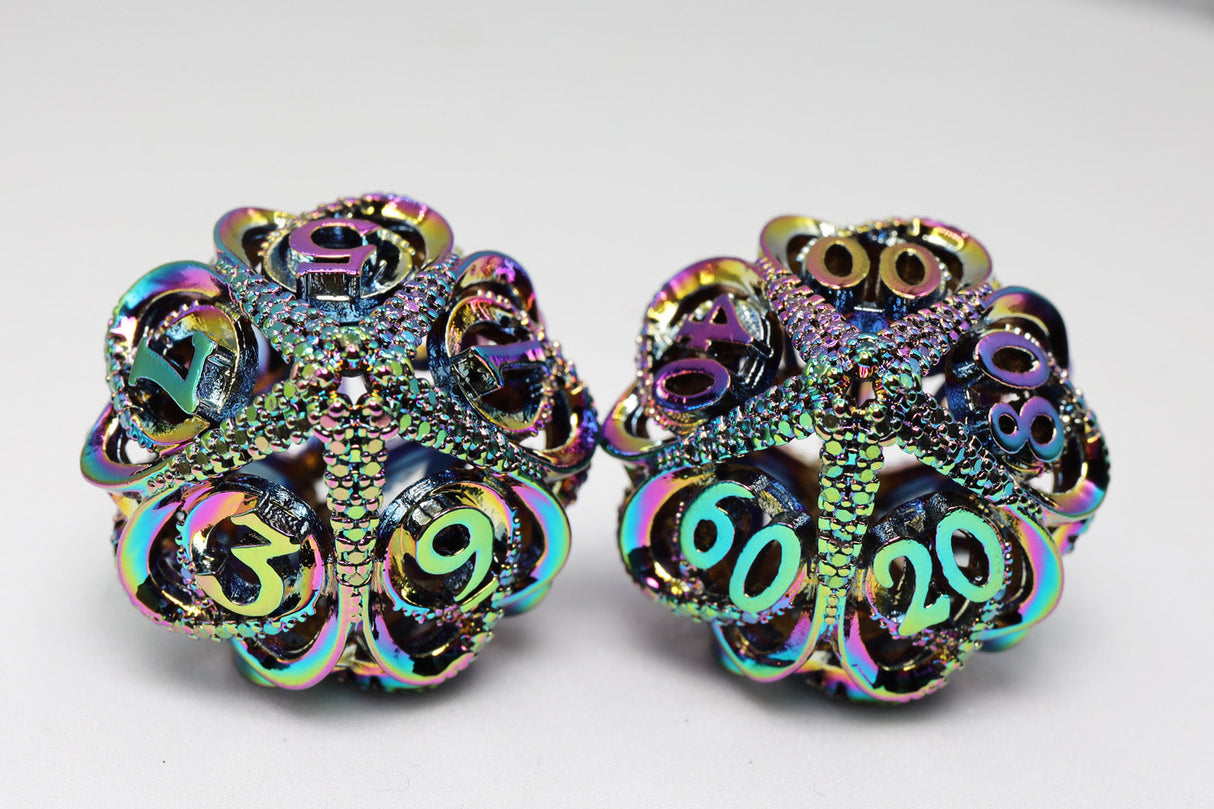 Hollow Hearts: Jeweled Burnt Opal - Metal RPG Dice Set Metal Dice Foam Brain Games