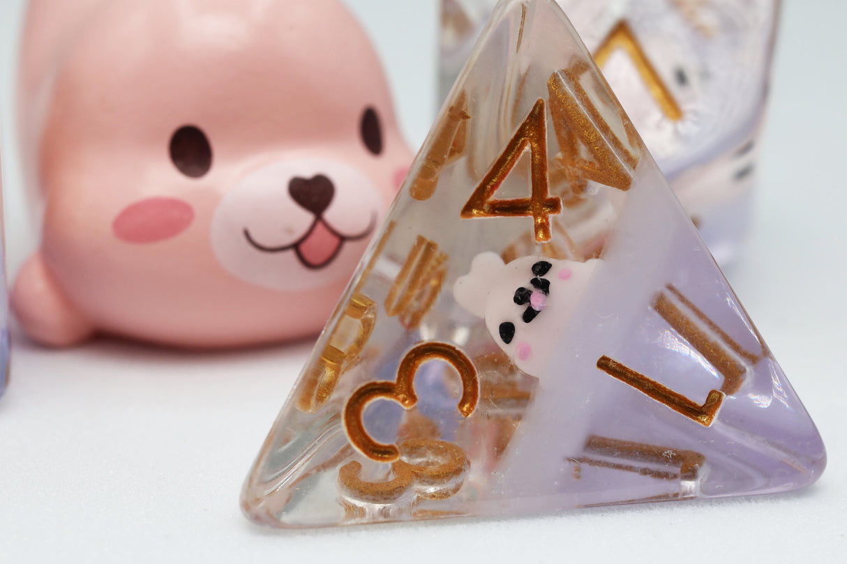 Pink Seal RPG Dice Set Plastic Dice Foam Brain Games