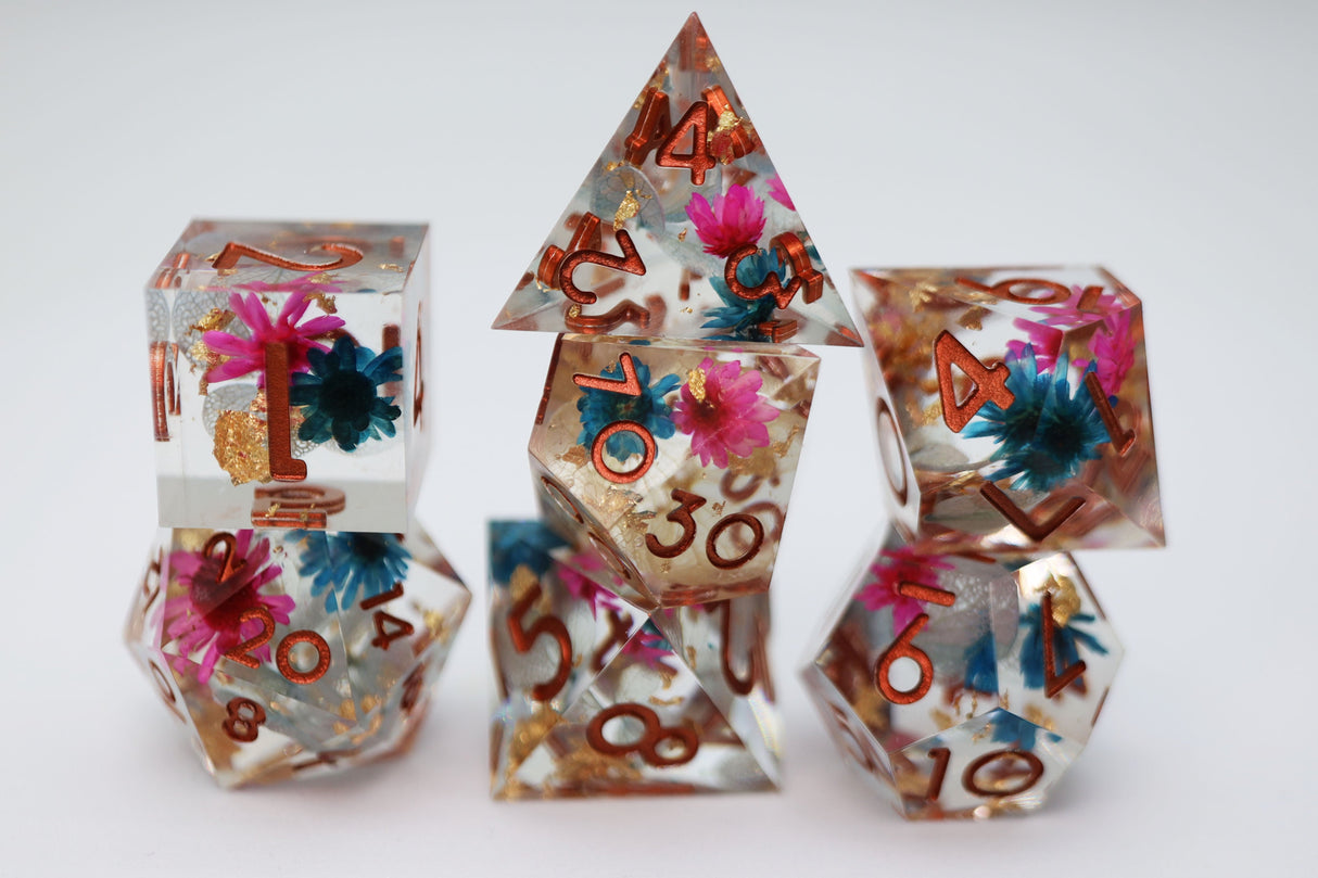 Sharp Edge Resin RPG Dice Set - Incalescent Garden Plastic Dice Foam Brain Games