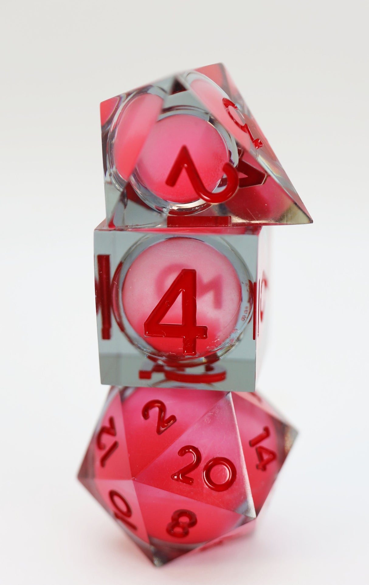 Sharp Edge Glow in the Dark Liquid Core RPG Dice Set - Midnight Rose