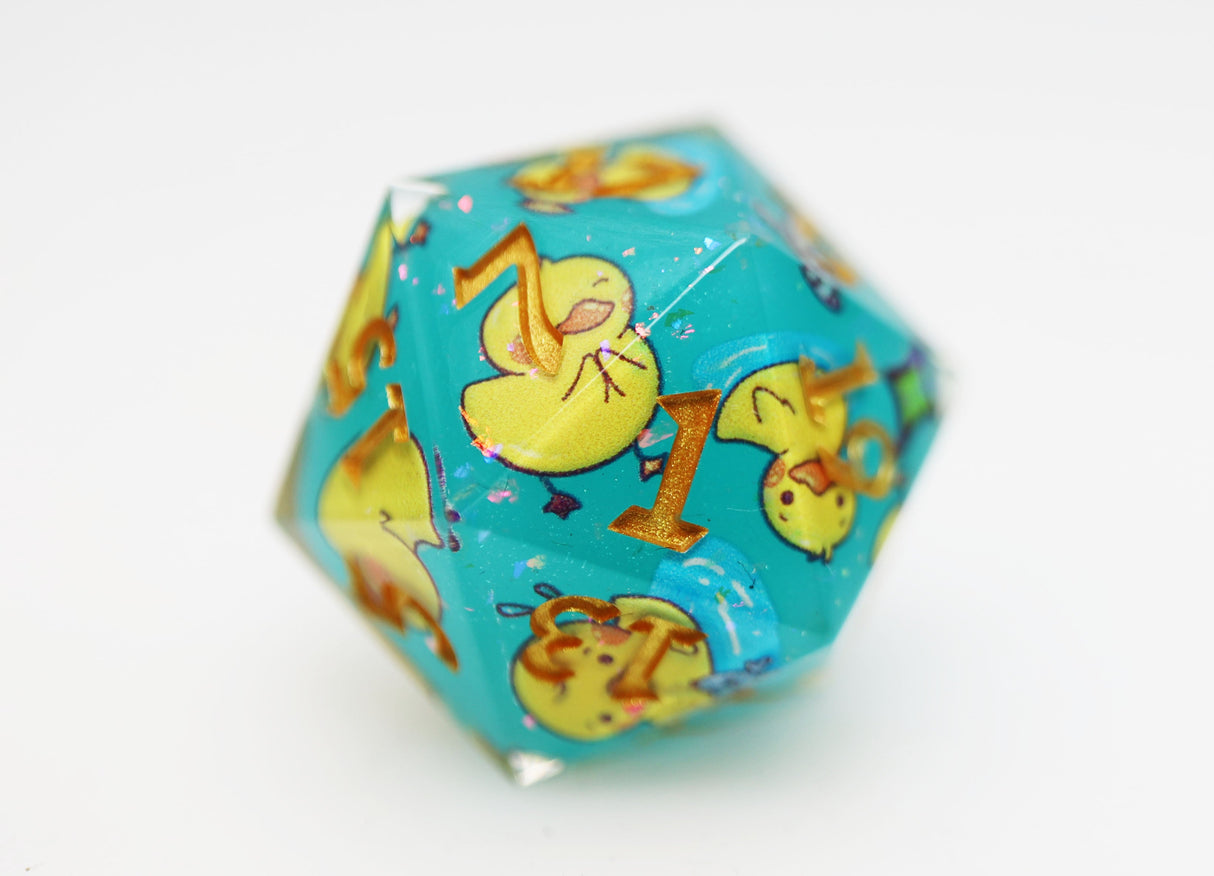 Splashing Duckies: Sharp Edge Decal RPG Dice Set Plastic Dice Foam Brain Games