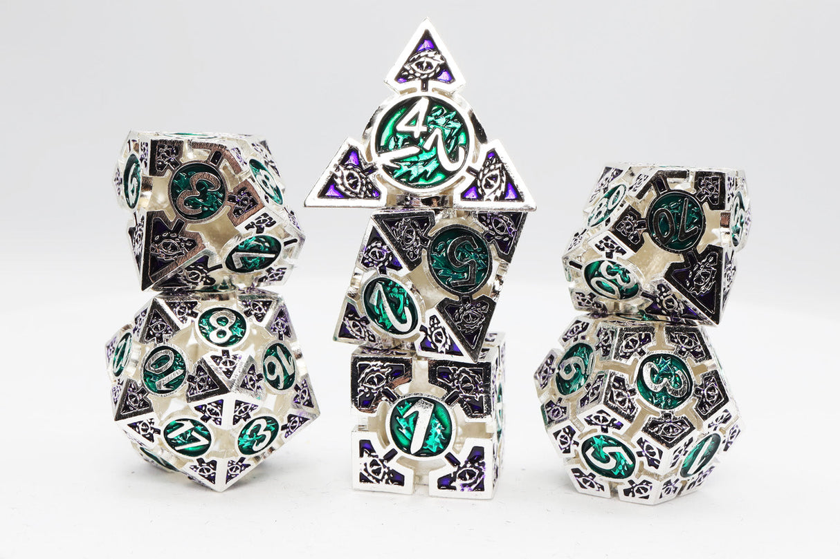 Oculus: Angelic - Hollow Metal RPG Dice Set Metal Dice Foam Brain Games
