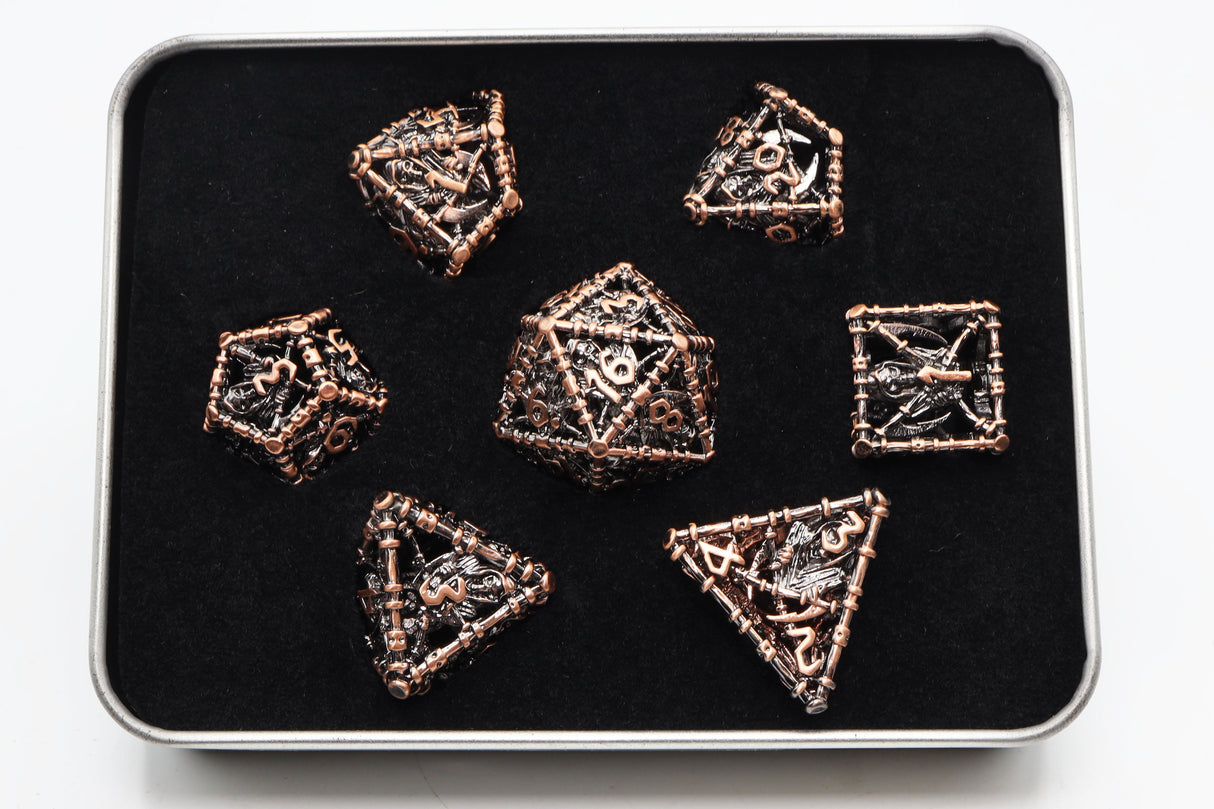 Grim Scythe: Copper - Hollow Metal RPG Dice Set Metal Dice Foam Brain Games