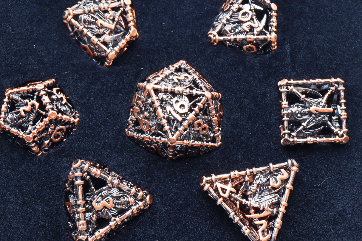 Grim Scythe: Copper - Hollow Metal RPG Dice Set Metal Dice Foam Brain Games
