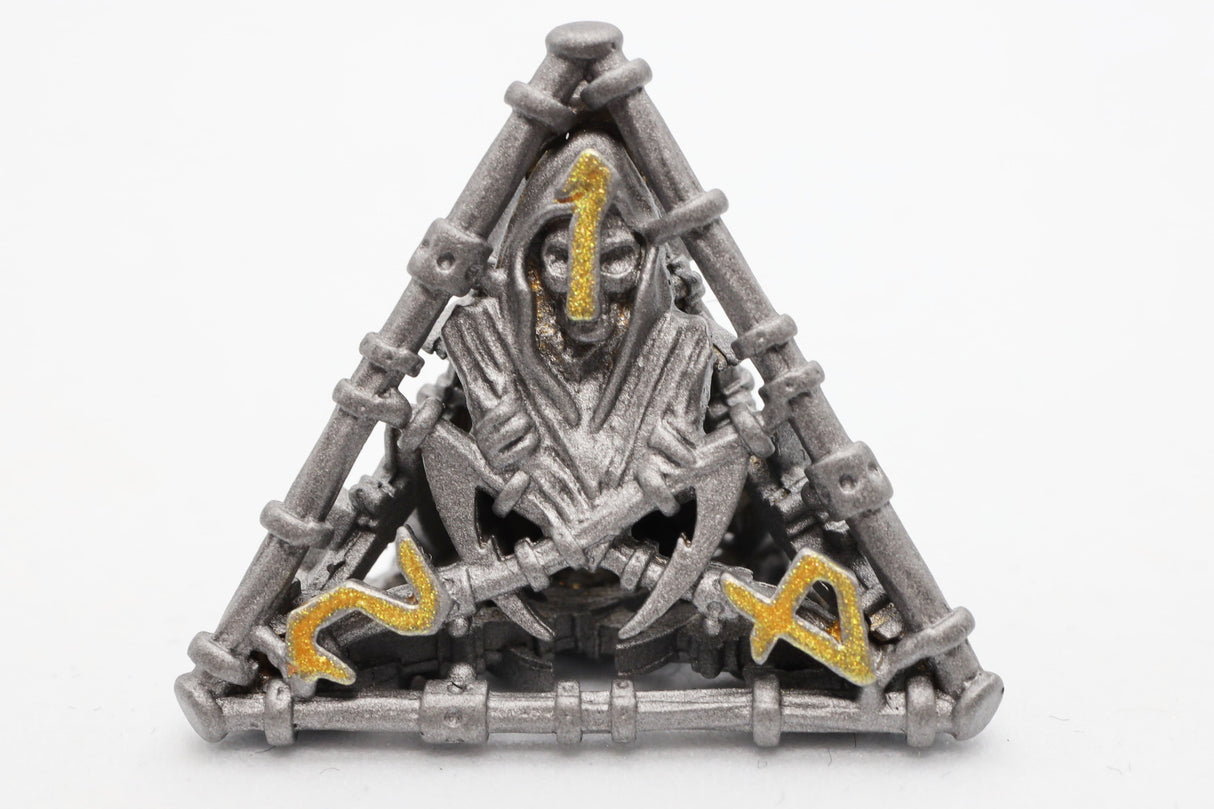 Grim Scythe: Grey - Hollow Metal RPG Dice Set Metal Dice Foam Brain Games