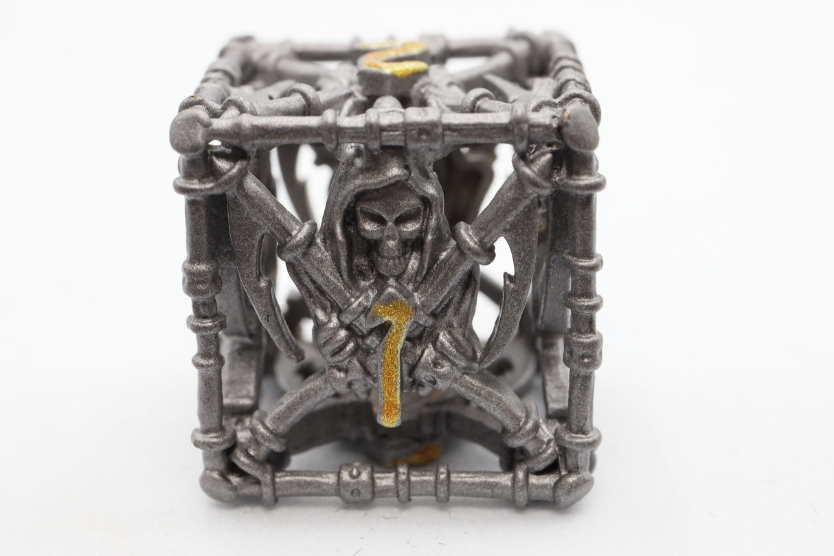 Grim Scythe: Grey - Hollow Metal RPG Dice Set Metal Dice Foam Brain Games