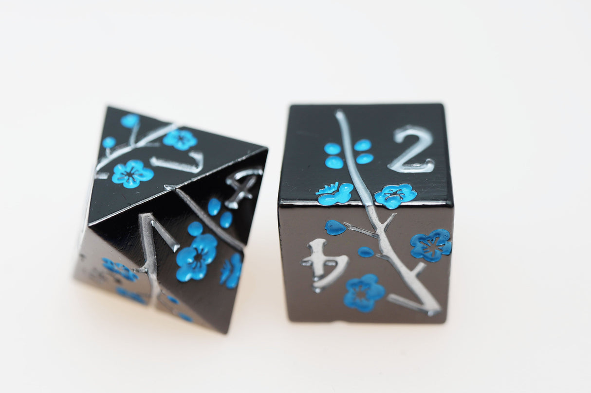 Metallic Bouquet: Dark Blue Pimpernel - Metal RPG Dice Set Metal Dice Foam Brain Games