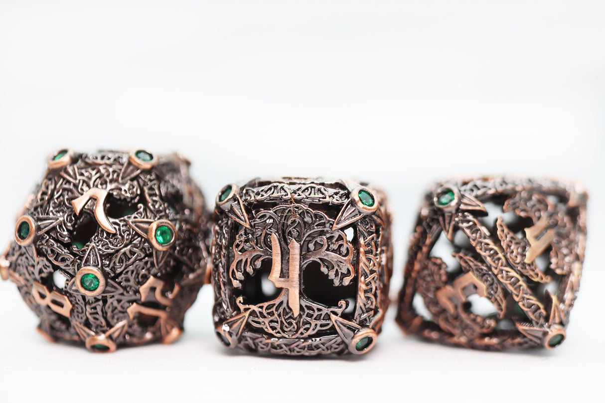 Trees of Virtue: Tree of Justice - Hollow Metal RPG Dice Set Metal Dice Foam Brain Games