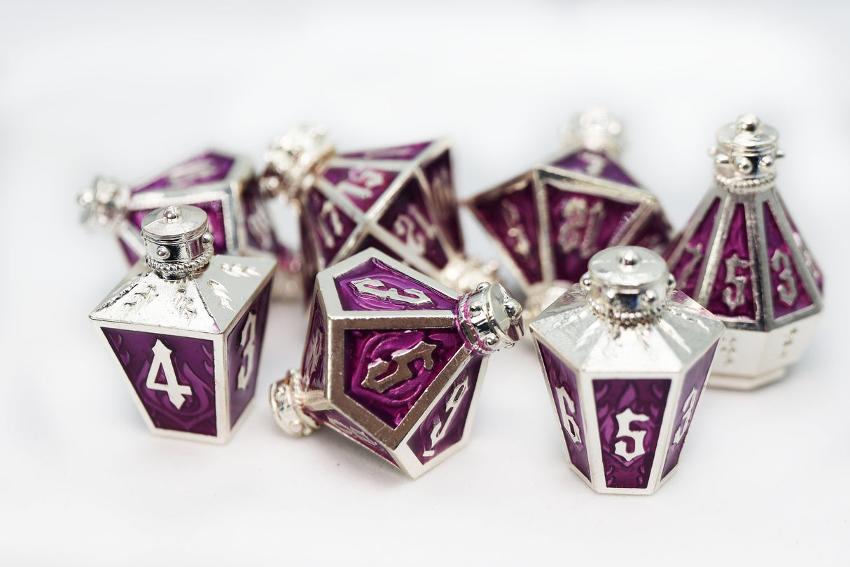 Complete Set: Moonlit Lantern Metal RPG Dice Bundle