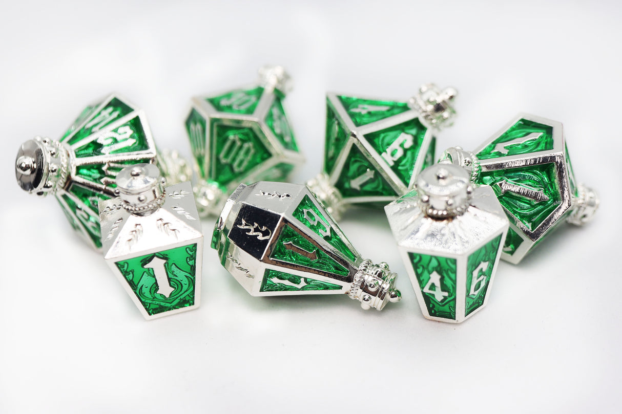 Complete Set: Moonlit Lantern Metal RPG Dice Bundle