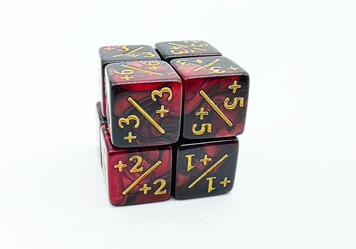 Red & Black +1/+1 Magic Counters Plastic Dice Foam Brain Games
