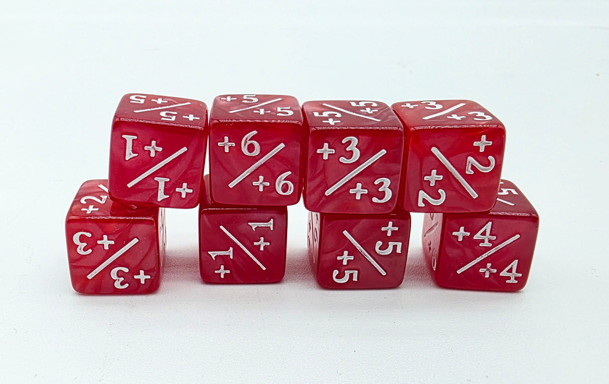 Pearl Red +1/+1 Magic Counters Plastic Dice Foam Brain Games
