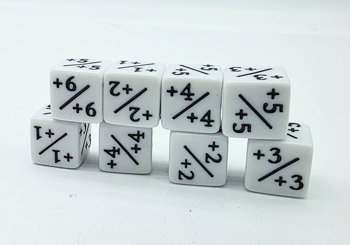 White +1/+1 Magic Counters Plastic Dice Foam Brain Games