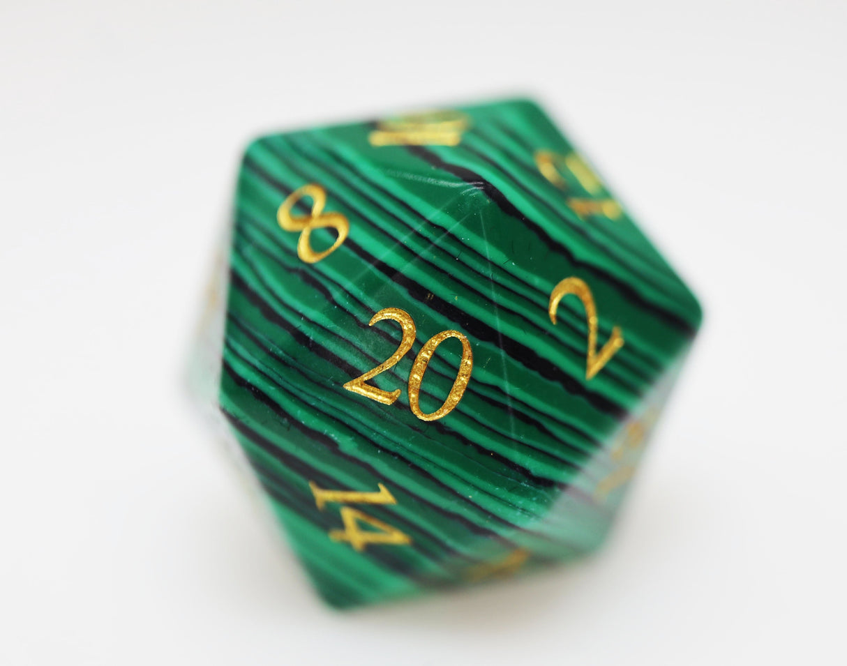 Textured Turquoise Dark Green - Engraved with Gold Stone Dice Foam Brain Games