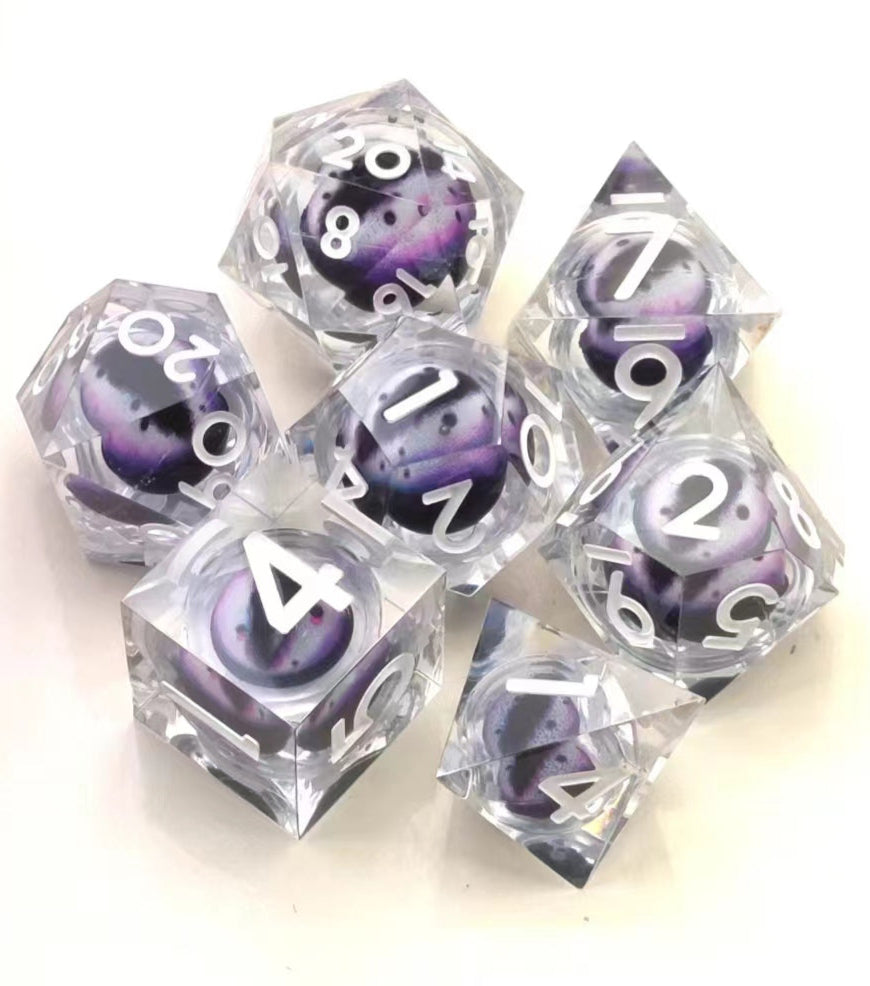 Sharp Edge Moving Eye RPG Dice Set - Medusa's Gaze Plastic Dice Foam Brain Games