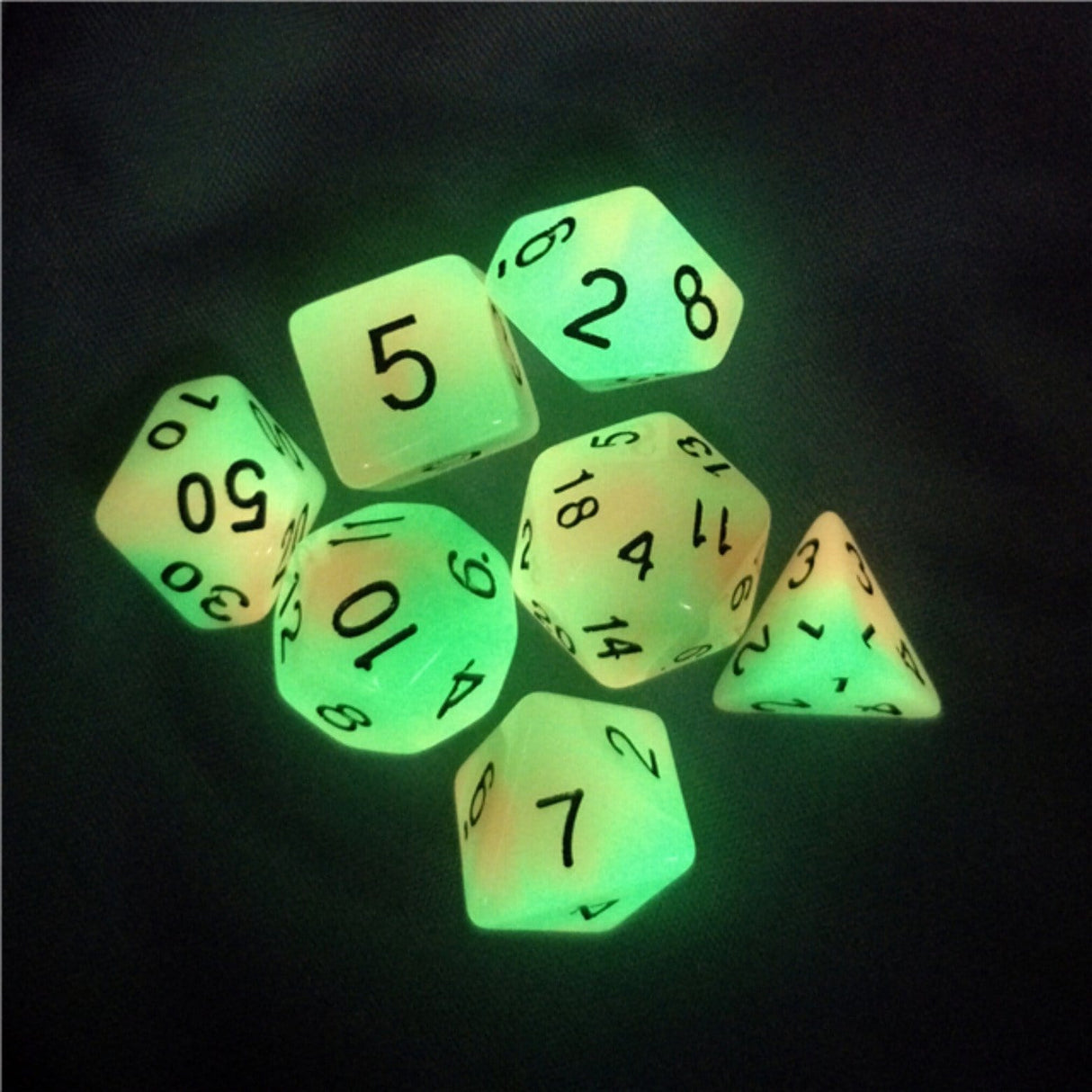 Glow in the Dark Mango RPG Dice Set Plastic Dice Foam Brain Games