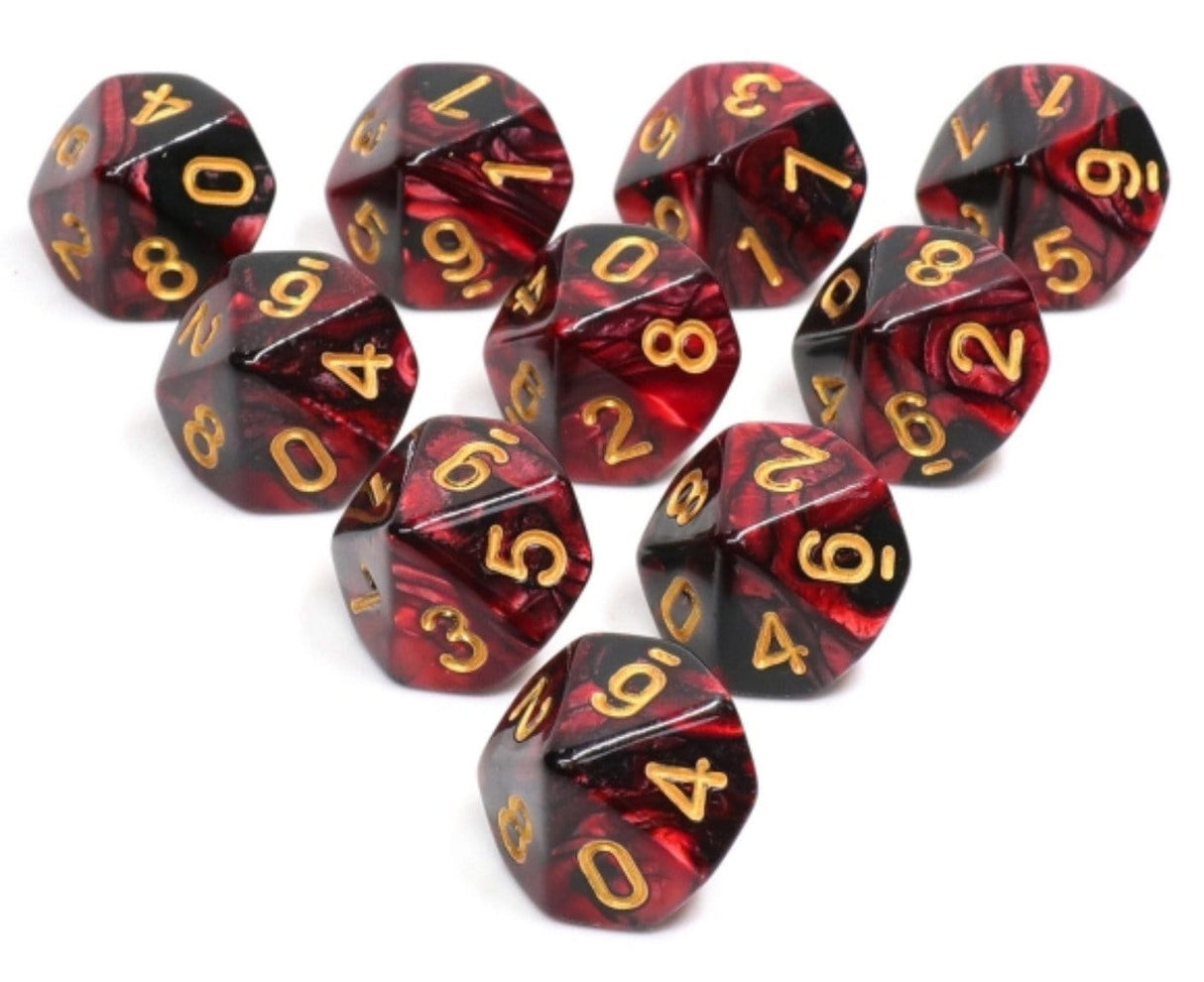 10 piece D10s - Joker's Wild Plastic Dice Foam Brain Games