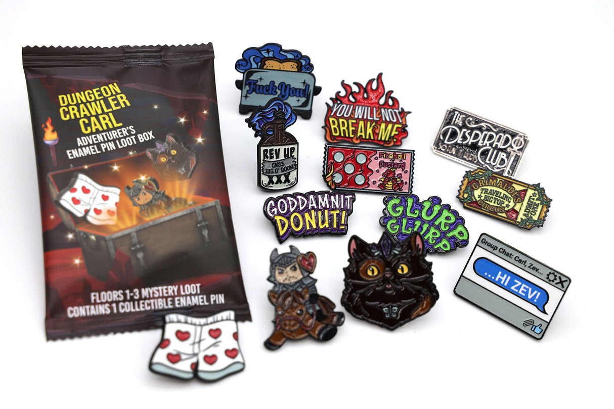 Dungeon Crawler Carl Adventurer's Pin Loot Box: Floors 1-3 (Single Pack) - Gen Con Mystery Loot Foam Brain Games