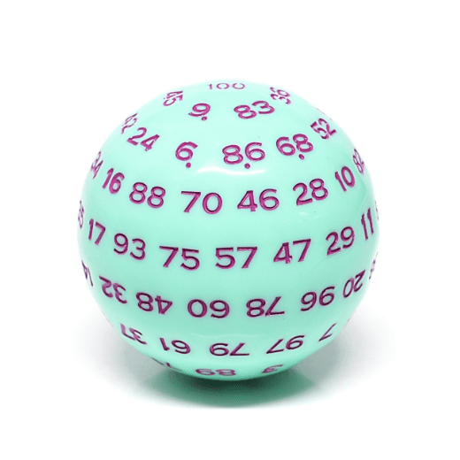 45mm D100 - Mint Rose Plastic Dice Foam Brain Games