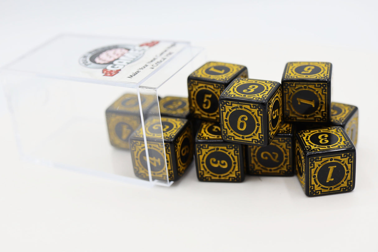 12 piece D6s - Magic Burst Yellow Plastic Dice Foam Brain Games