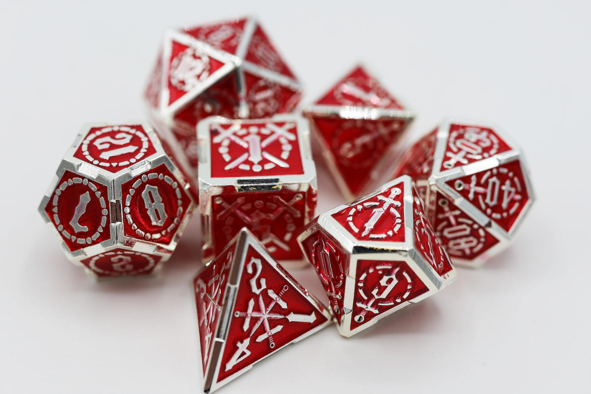 Crossed Swords: Sword of Hearts - Metal RPG Dice Set Metal Dice Foam Brain Games