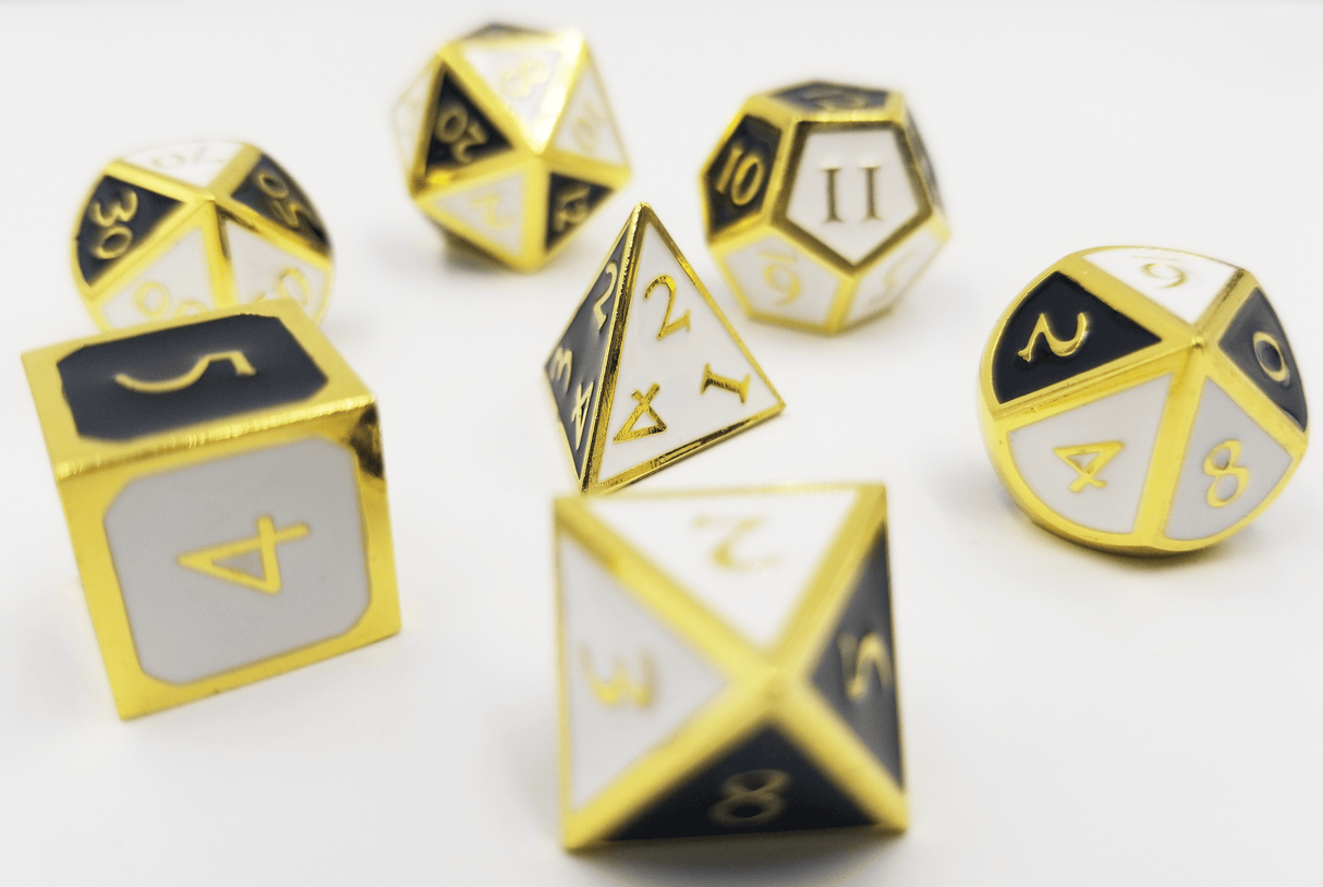 Dual Black and White RPG Metal Dice Set