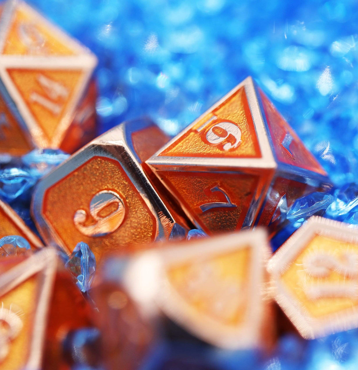 Copper Embossed Sunstone RPG Dice Set