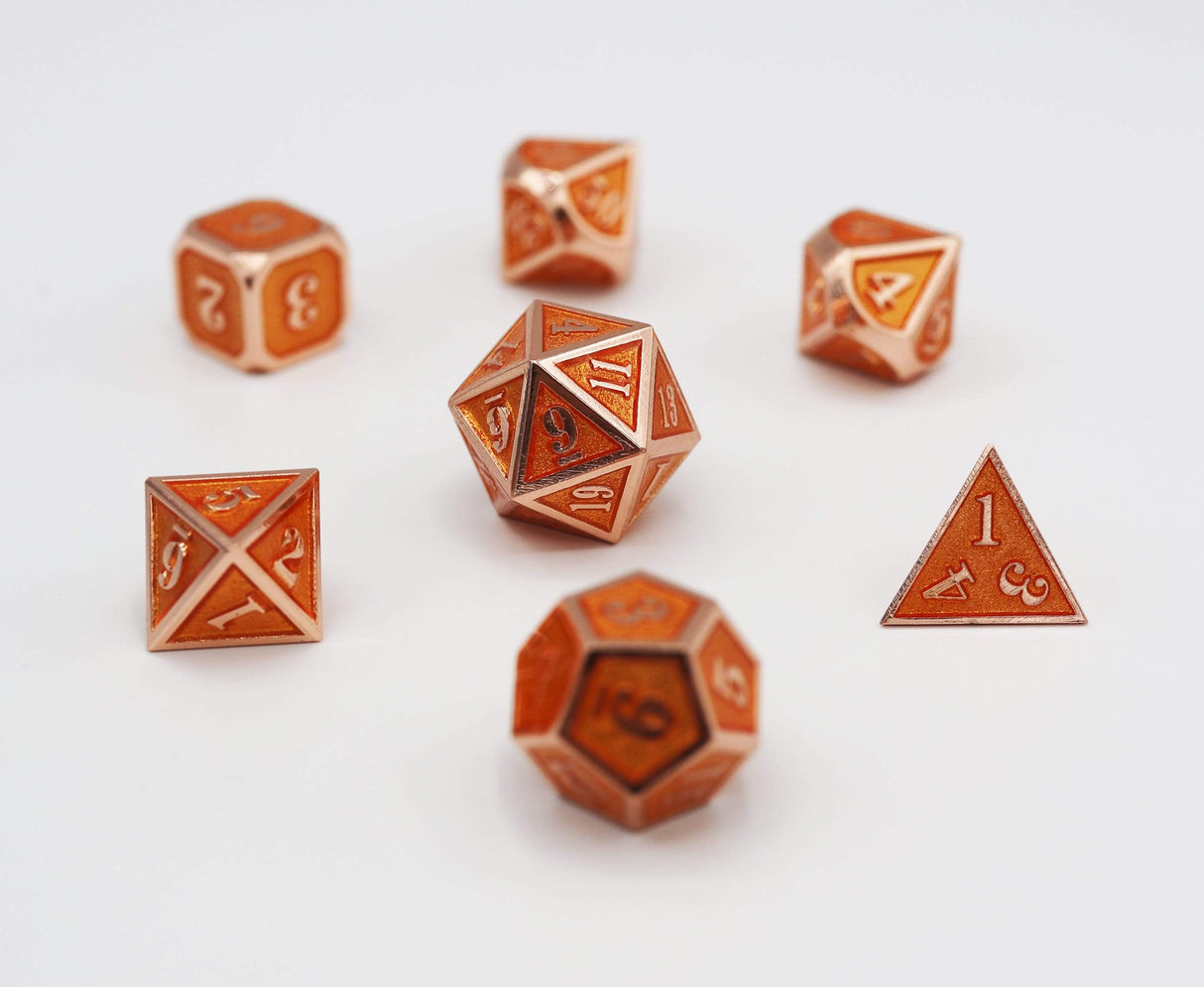 Copper Embossed Sunstone RPG Dice Set