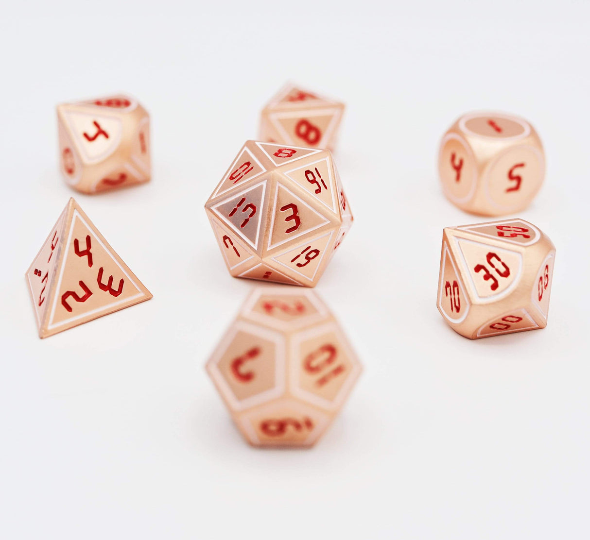 Digital Copper White with Red RPG Dice Set