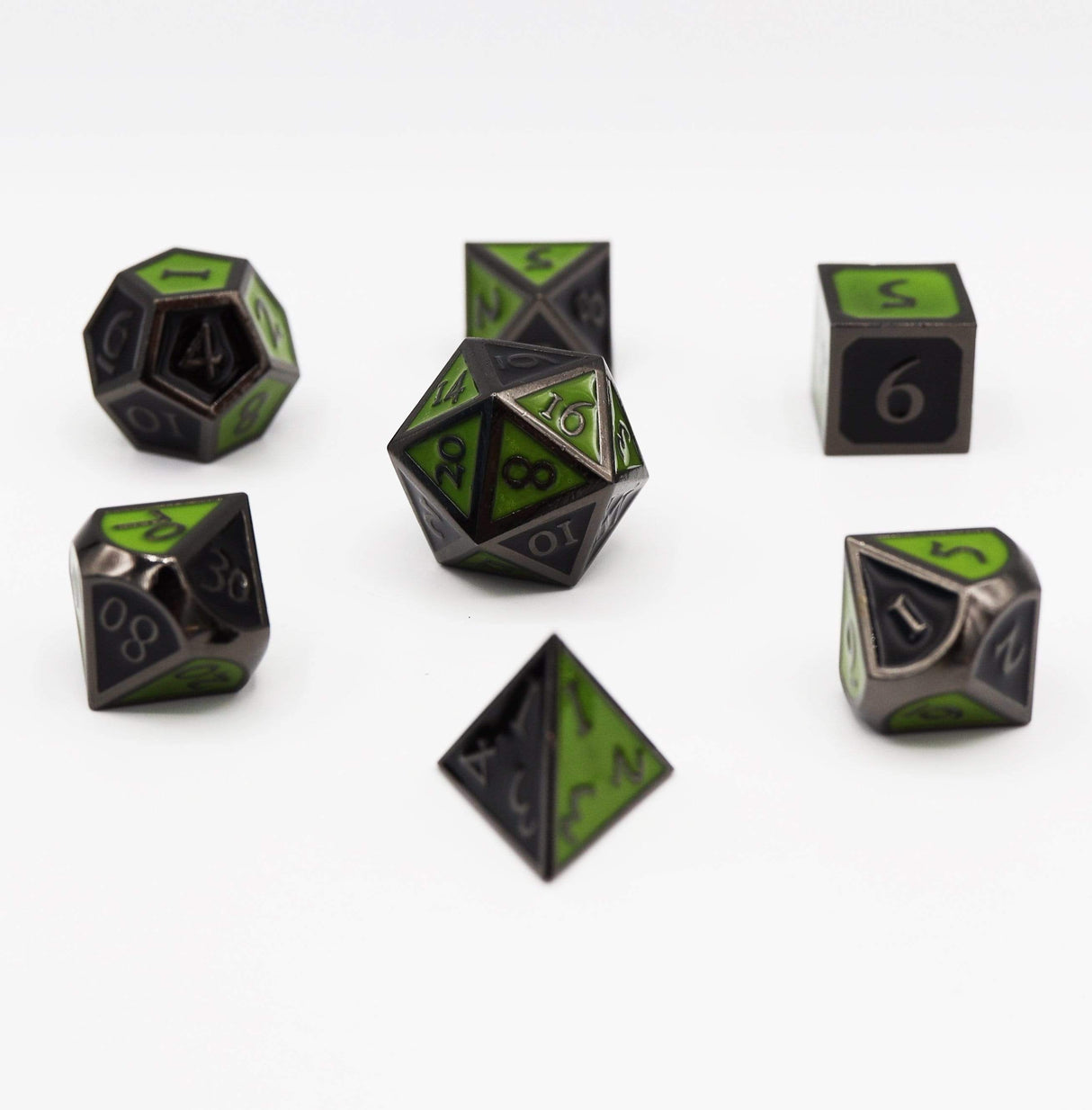 Dual Black and Green RPG Dice Set