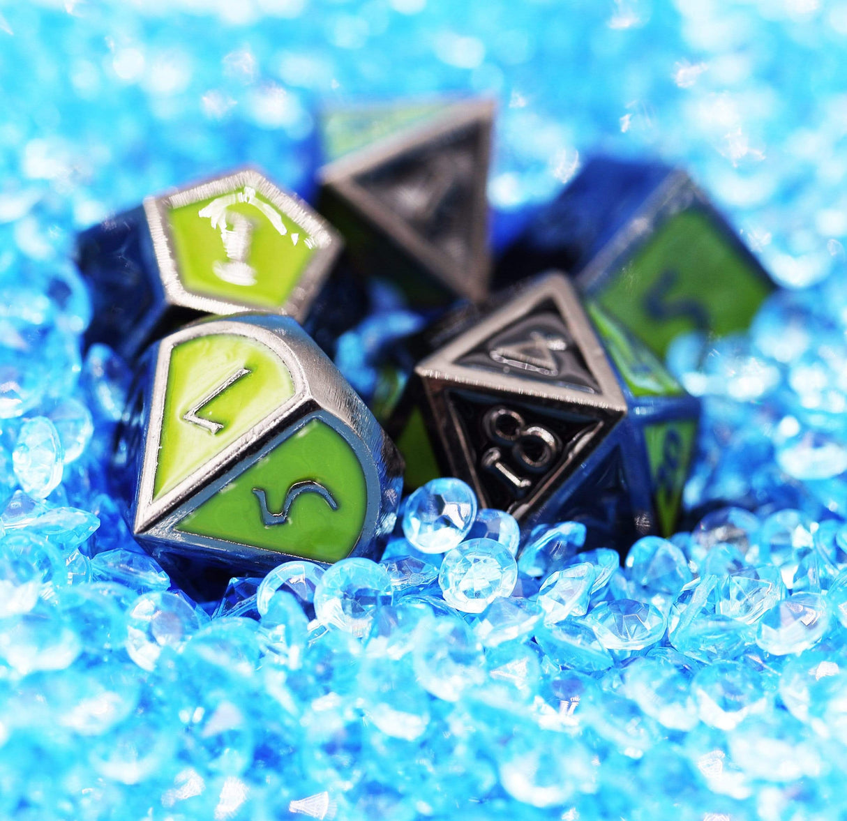 Dual Black and Green RPG Dice Set