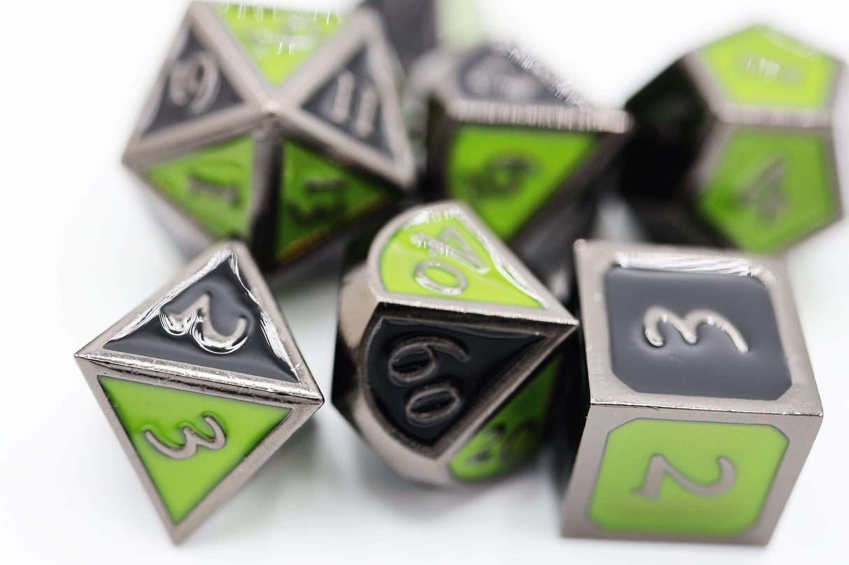 Dual Black and Green RPG Dice Set
