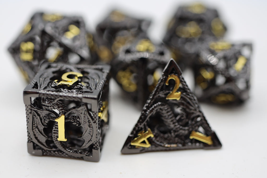 Bound Dragon: Night - Hollow Metal RPG Dice Set Metal Dice Foam Brain Games