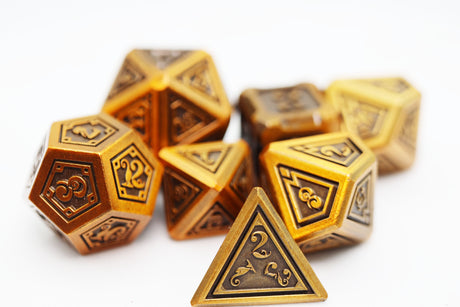 Alchemist Metals: Gold - Metal RPG Dice Set Metal Dice Foam Brain Games