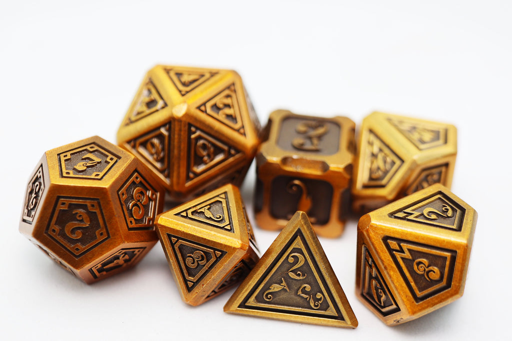 Alchemist Metals: Gold - Metal RPG Dice Set Metal Dice Foam Brain Games