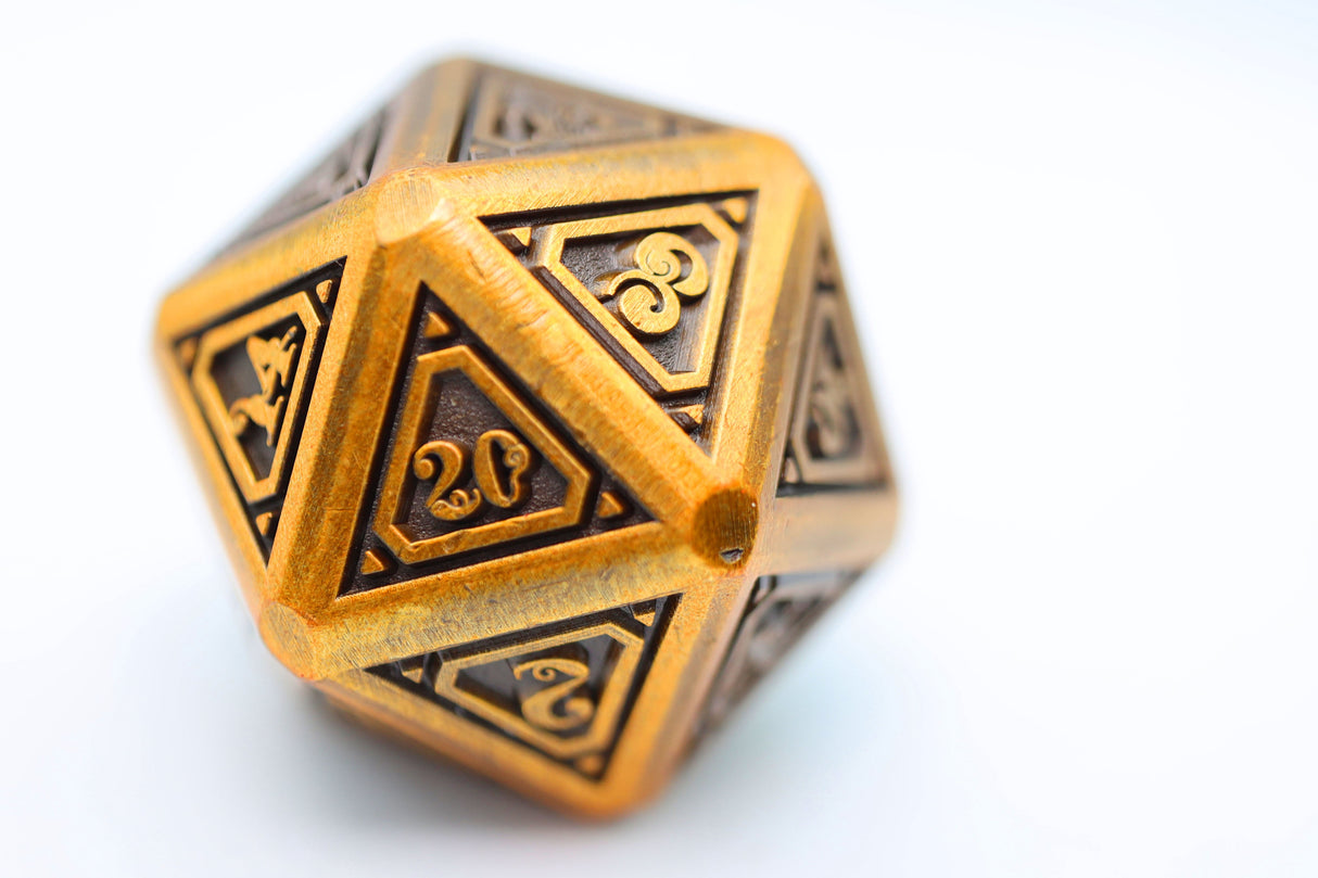 Alchemist Metals: Gold - Metal RPG Dice Set Metal Dice Foam Brain Games