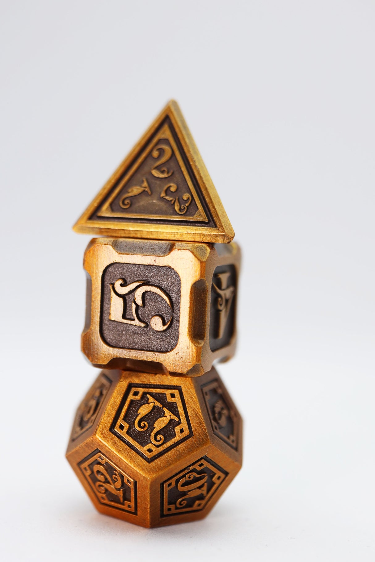 Alchemist Metals: Gold - Metal RPG Dice Set Metal Dice Foam Brain Games