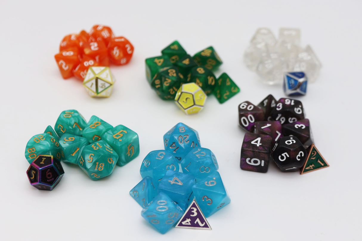 Mystery Loot: Plastic RPG Dice Set & Bonus Metal Die Plastic Dice Foam Brain Games