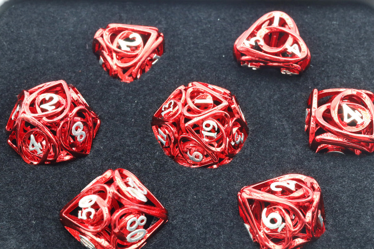 Hollow Hearts: Red - Metal RPG Dice Set Metal Dice Foam Brain Games