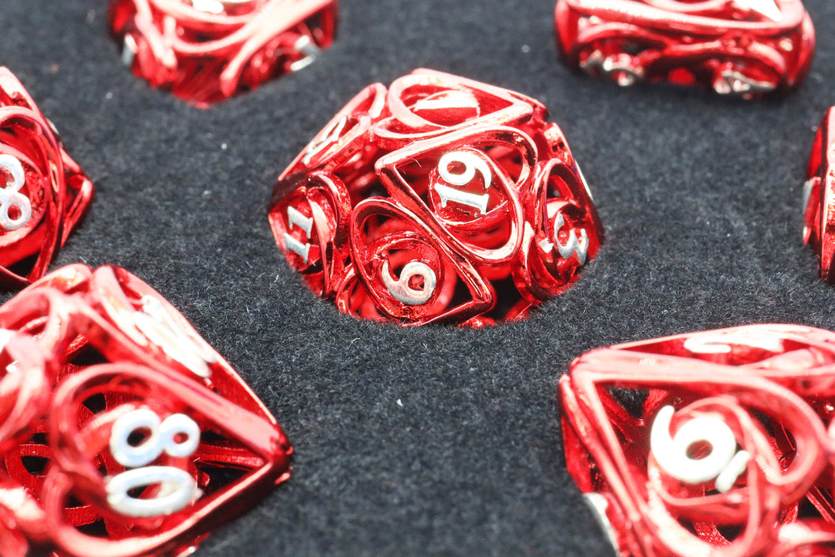 Hollow Hearts: Red - Metal RPG Dice Set Metal Dice Foam Brain Games