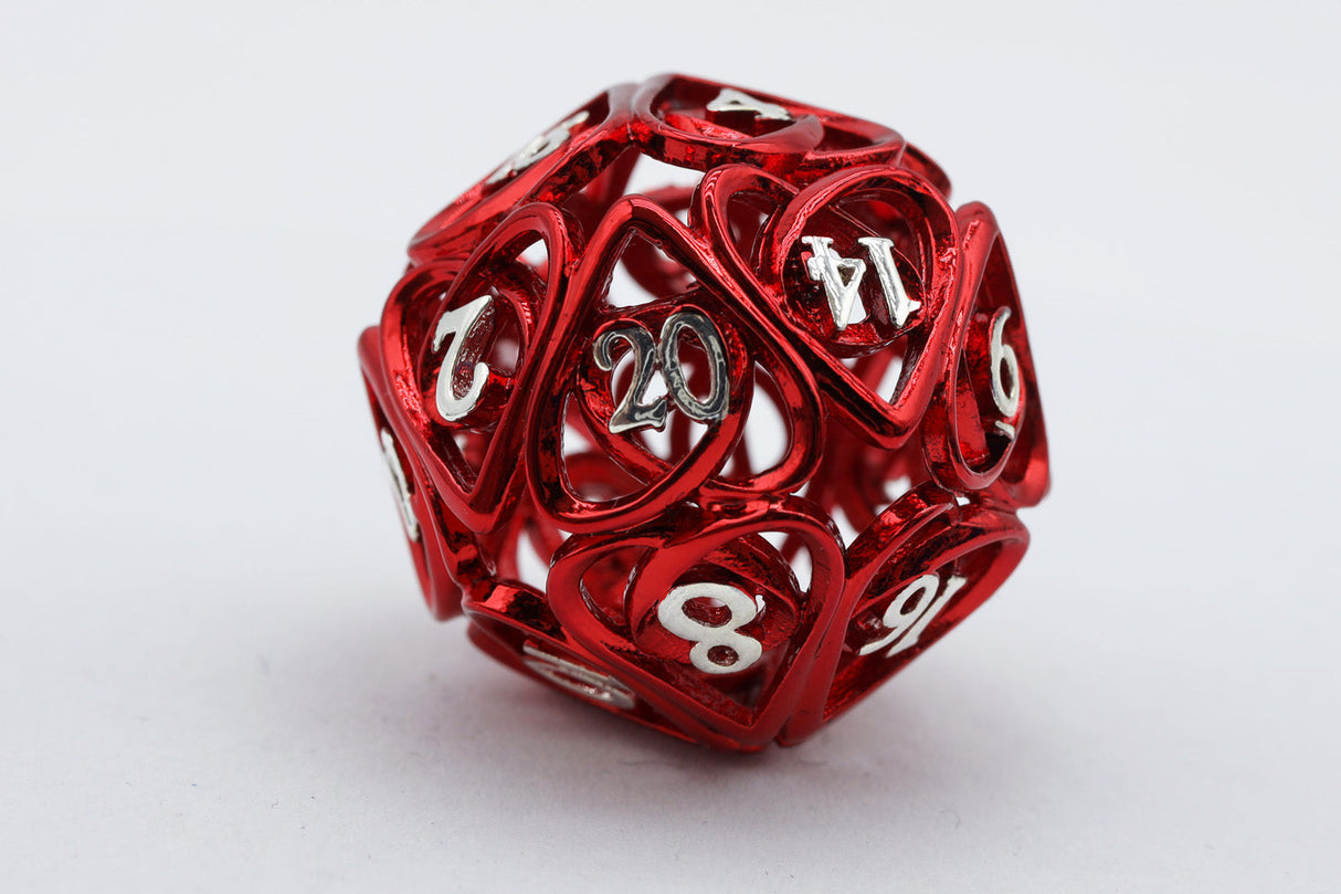 Hollow Hearts: Red - Metal RPG Dice Set Metal Dice Foam Brain Games