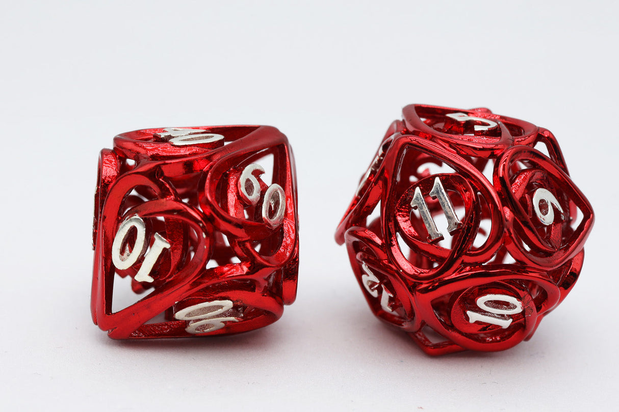 Hollow Hearts: Red - Metal RPG Dice Set Metal Dice Foam Brain Games