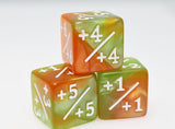 Green & Gold +1/+1 Magic Counters Plastic Dice Foam Brain Games