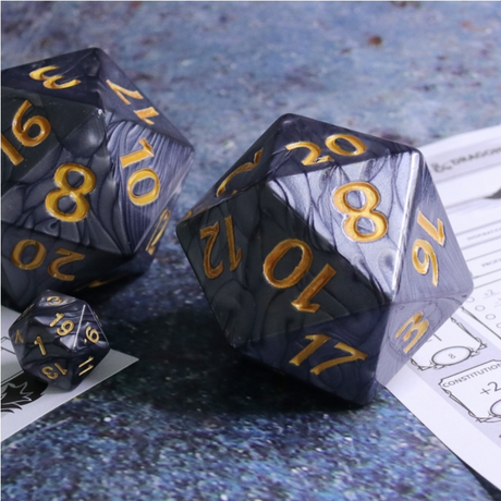 55mm Titan D20 - Black Pearl Plastic Dice Foam Brain Games