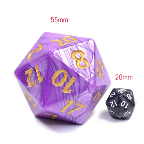 55mm Titan D20 - Purple Pearl Plastic Dice Foam Brain Games