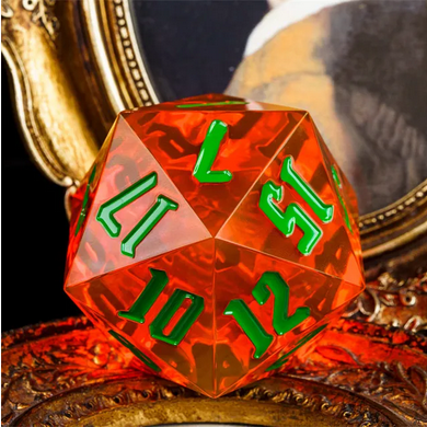 55mm Titan D20 - Sharp Edge Jack-O-Lantern Plastic Dice Foam Brain Games